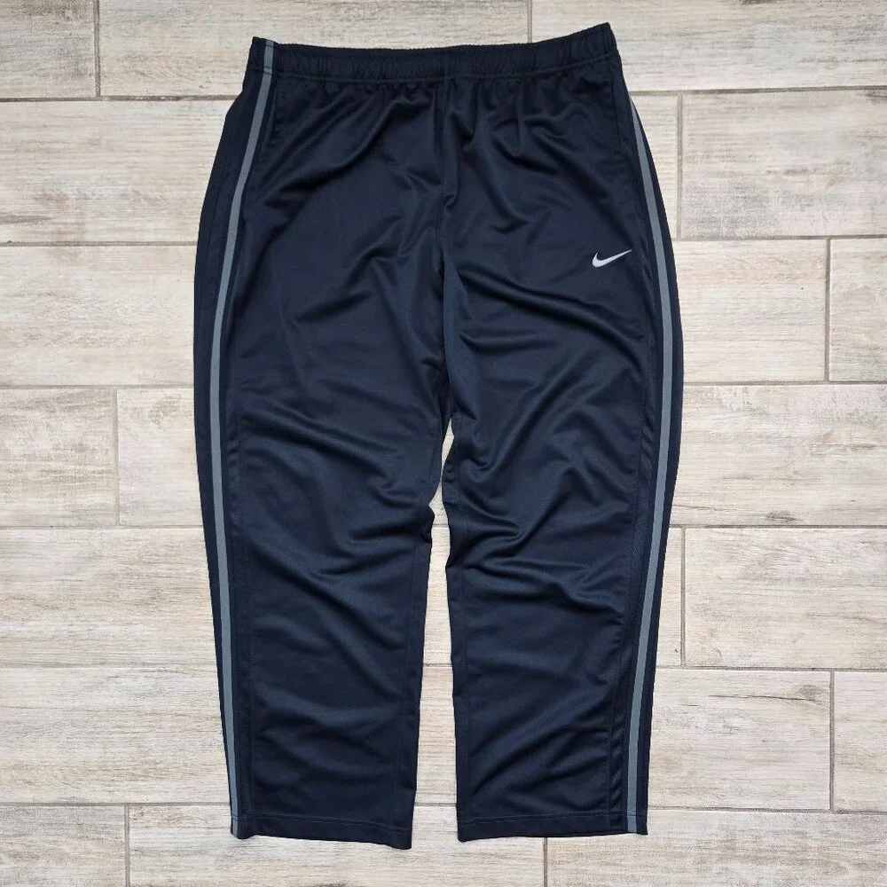 Nike Training Track Pants Men Blue Mesh Side Stripe‎ Workout Active Straight 2XL